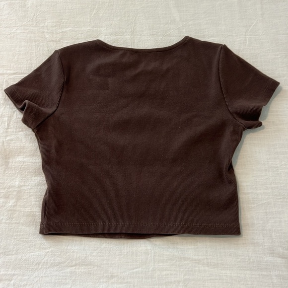 Princess Polly Classic Crop Tee Brown Size 4 Ribbed - Picture 10 of 10